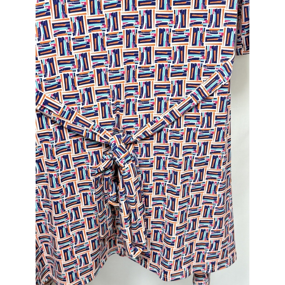 Leota 4L Wrap Dress Geometric Print Knee Length Stretch Career Office Plus Size - Picture 13 of 16